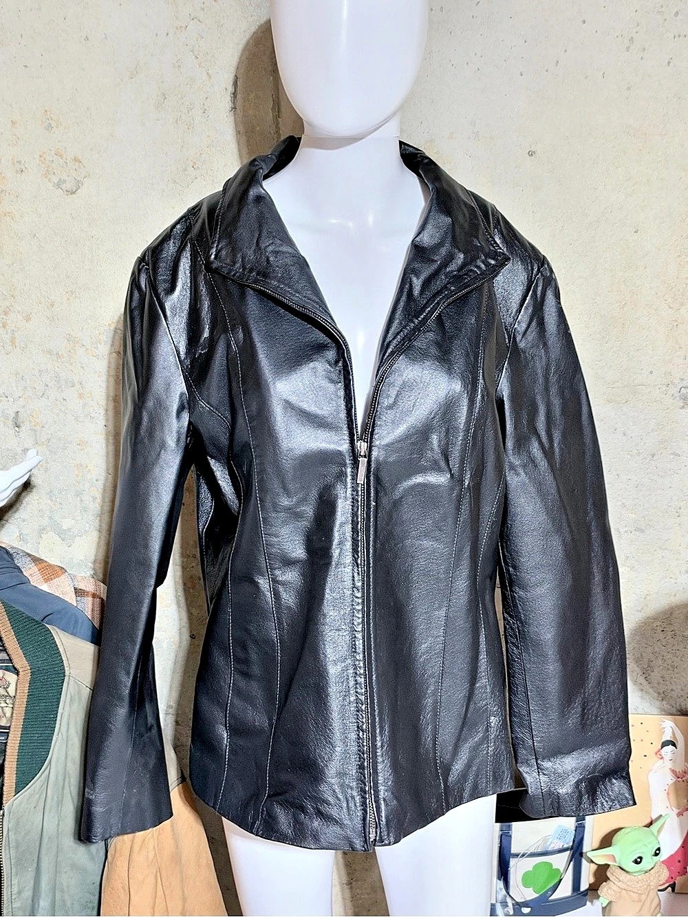 east5th Genuine Leather Zip Jacket Size Large